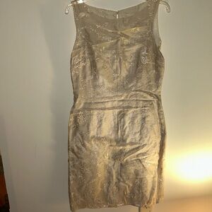 LIKE NEW Ann Taylor sleeveless nude embroidered cocktail dress